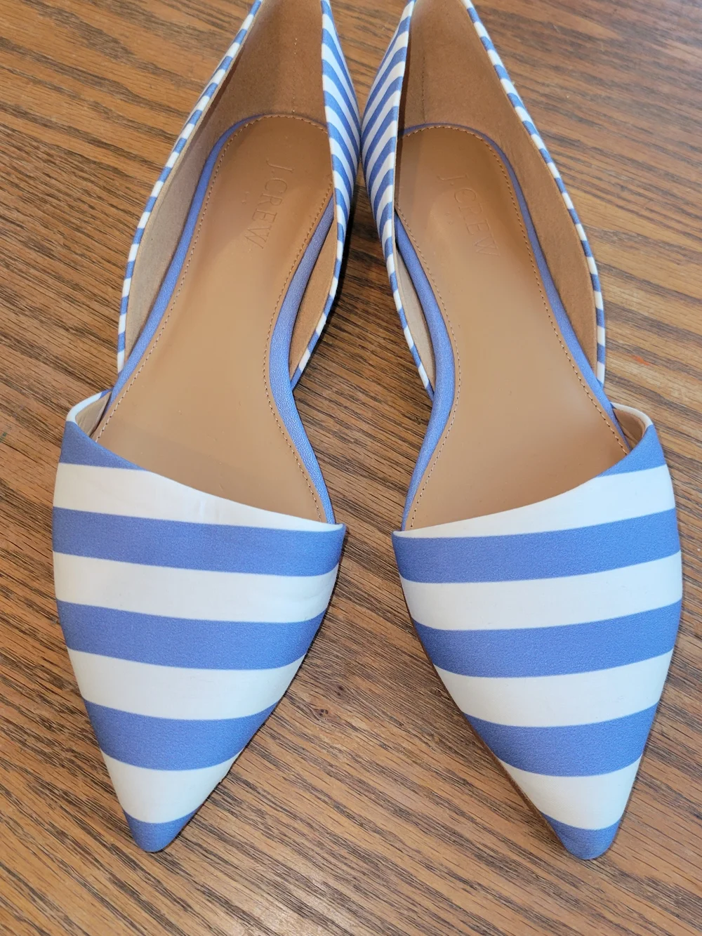 J Crew Zoe D’Orsay Flats Blue White Striped Pointed Toe Nautical Preppy 7 - Picture 2 of 4